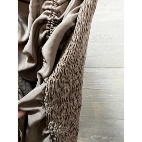 Mocha‎ Slinky Ruched Puff Sleeve Mini Dress Large - Picture 4 of 6